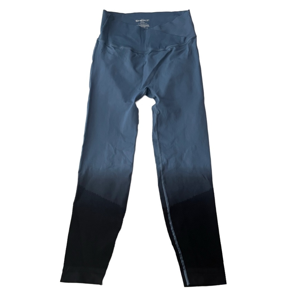 Shefit Slate Gray Ombre Cropped Fit High Rise Crosswaist Athletic‎ Leggings